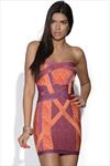 Geometric Strapless Bandage Dress
