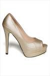 Gold Peep Toe Pumps