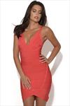 Coral Bodyform Bandage Dress