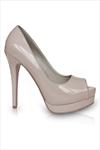 Nude Patent Peep Toe Pumps