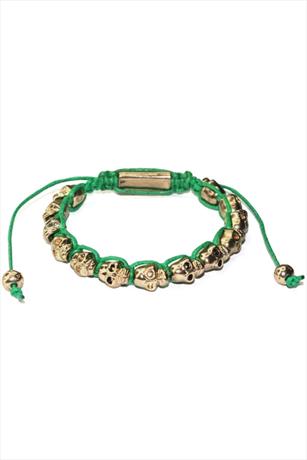 Shamballa Style Golden Skull Friendship Bracelet