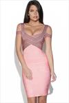 Pink Cross Over Detail Body Con Dress