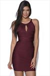 Wine Key Hole Bandage Dress