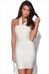 White Halter Neck Bandage Dress