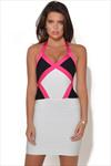 Deep Neck Pink Trim Bandage Dress