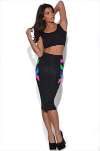 Quontum Neon Midi Skirt and Vest Crop Top