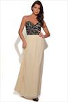 Black and Cream Flock Detail Bandeau Maxi Dress