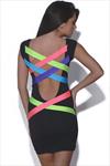 Quontum Colour Pop Neon Lattice Strap Dress 