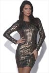 Little Mistress Gold Sequin Long Sleeve Dress