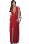 Hedonia Plunging Sleeveless Red Maxi Dress
