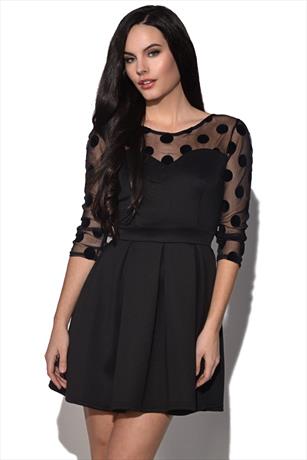 TFNC Juliet Mesh Long Sleeve Dress