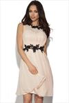 Little Mistress Floral Applique Chiffon Dress