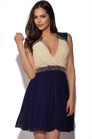 Little Mistress Embellished Crossover Prom Dress