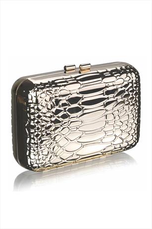 Metallic Snake Effect Clutch Bag