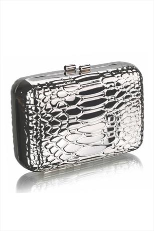 Metallic Snake Effect Clutch Bag