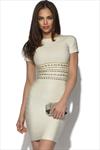 Short Sleeved Studded Waist Bandage Dress