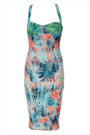 Exotic Print Strappy Back Bodycon Dress