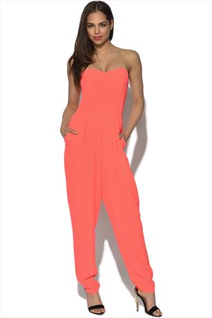 Neon Strapless Jumpsuit