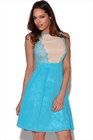 Lace Panel Fit and Flare Dress