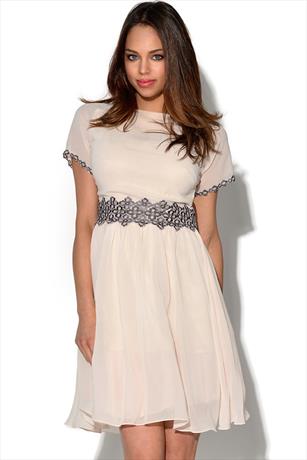 Little Mistress Floral Embroidered Skater Dress