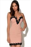 RARE Pink Lace Trim Bodycon Dress