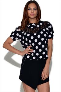 Girls On Film Monochrome Polka Dot Top