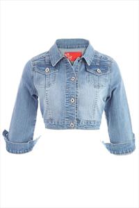 Stone Wash Cropped Denim Jacket